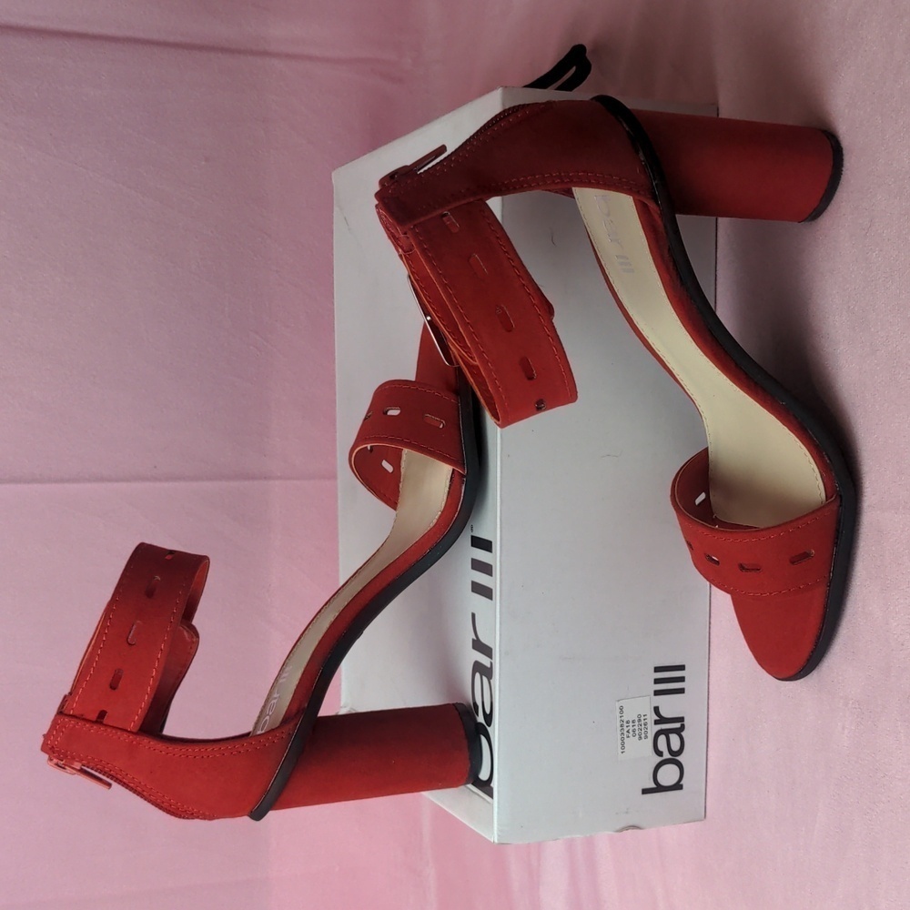 Bar III Breeanne Red Open Toe Heeled Sandals size 5.5